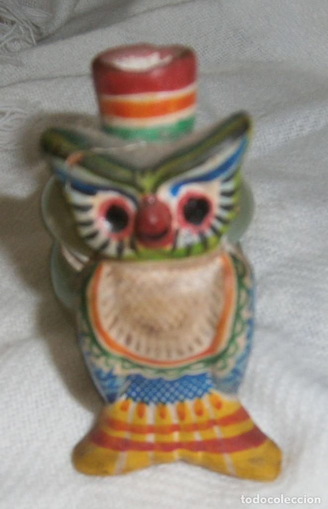 Vintage: buho mexicano de terracota porta velas 8 cms de alto