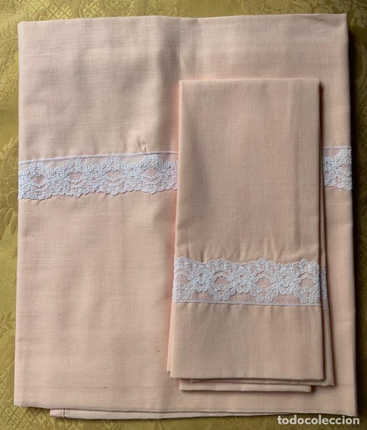 Vintage: CUNA, SABANA DE CUNA VINTAGE ROSA ALGOD&Oacute;N - Foto 1