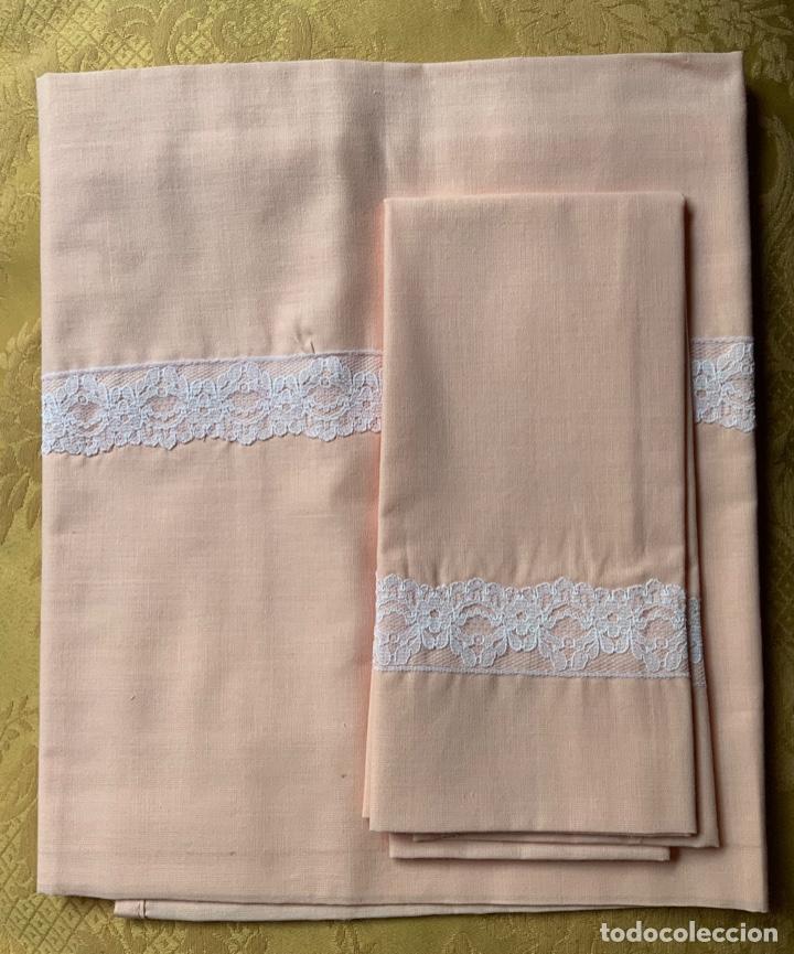 Vintage: CUNA, SABANA DE CUNA VINTAGE ROSA ALGOD&Oacute;N - Foto 2