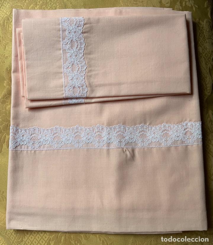 Vintage: CUNA, SABANA DE CUNA VINTAGE ROSA ALGOD&Oacute;N - Foto 3