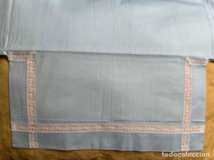 Vintage: CUNA, SABANA DE CUNA VINTAGE AZUL ALGOD&Oacute;N - Foto 6