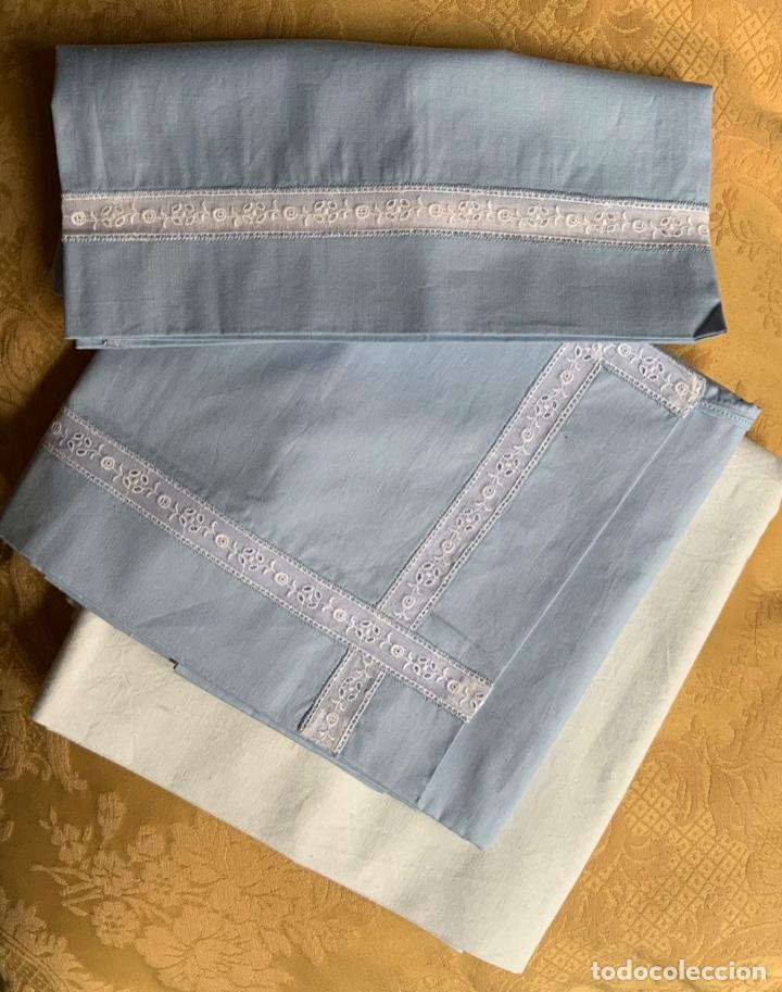 Vintage: CUNA, SABANA DE CUNA VINTAGE AZUL ALGOD&Oacute;N - Foto 7