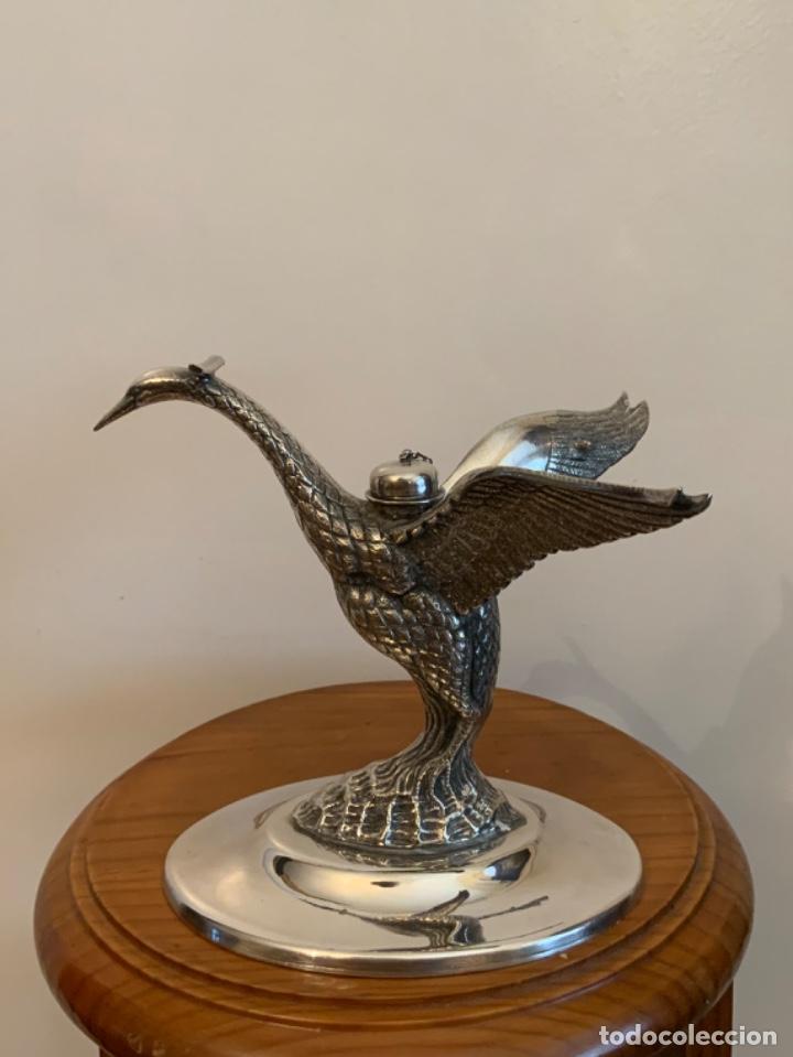 Vintage: ANTIGUO CALIENTA COPAS CISNE, ALPACA, IMPECABLE - Foto 2