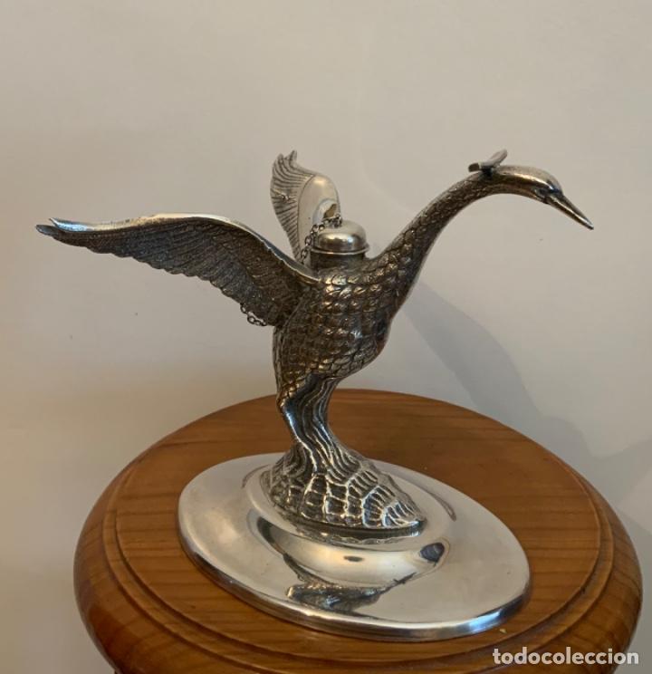 Vintage: ANTIGUO CALIENTA COPAS CISNE, ALPACA, IMPECABLE - Foto 3