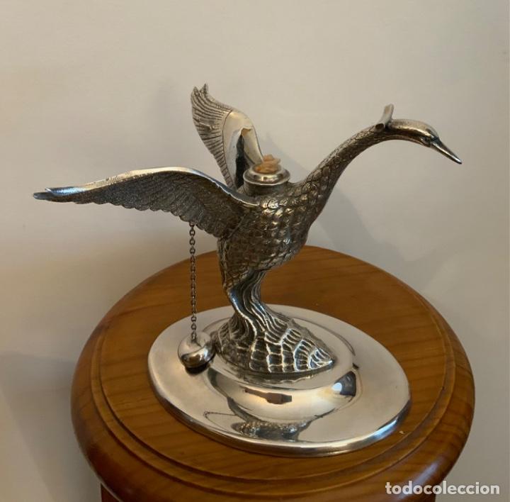 Vintage: ANTIGUO CALIENTA COPAS CISNE, ALPACA, IMPECABLE - Foto 7