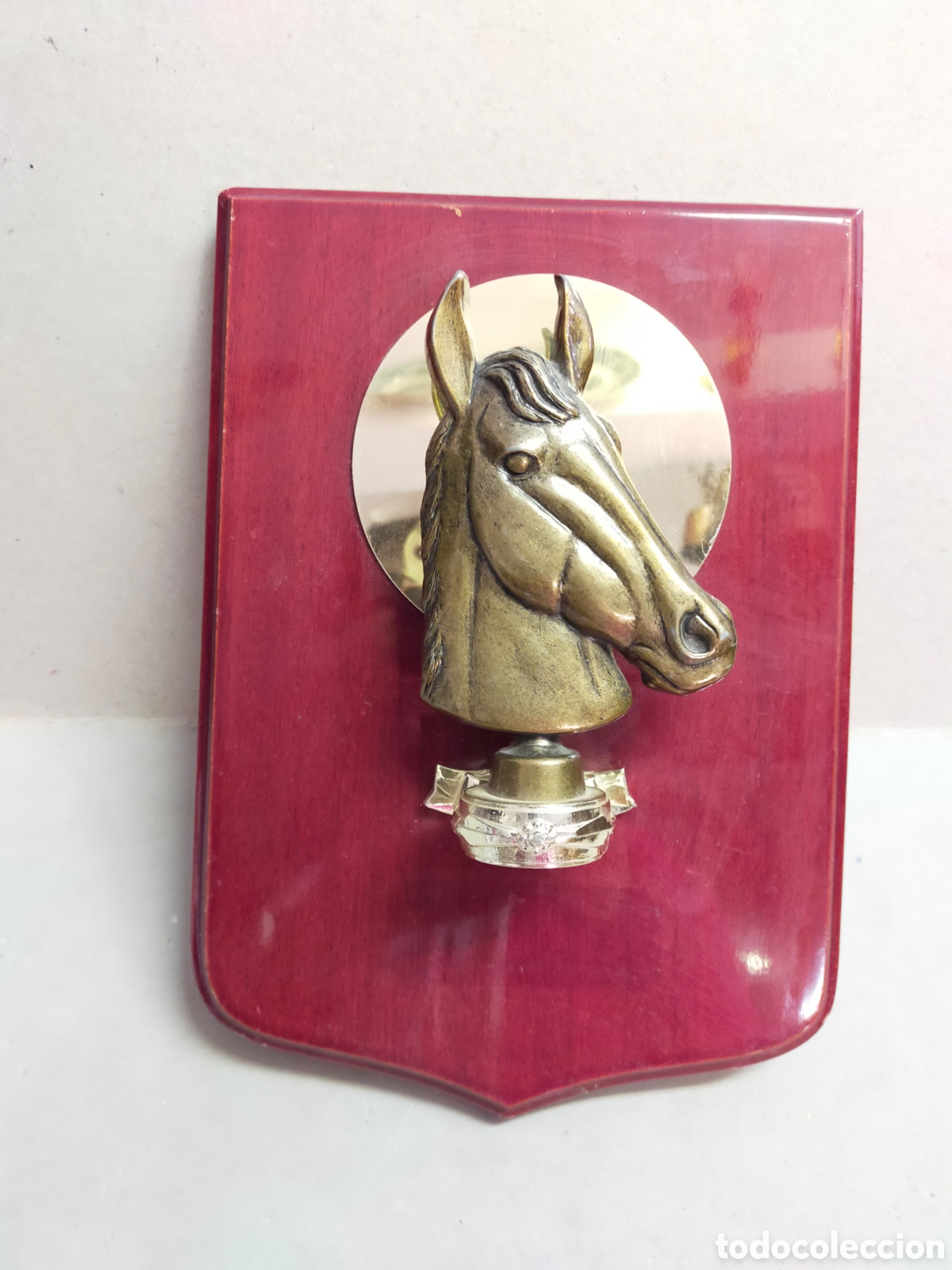 Vintage: TROFEO DE CABALLO EN BRONCE Y MADERA. - Foto 2
