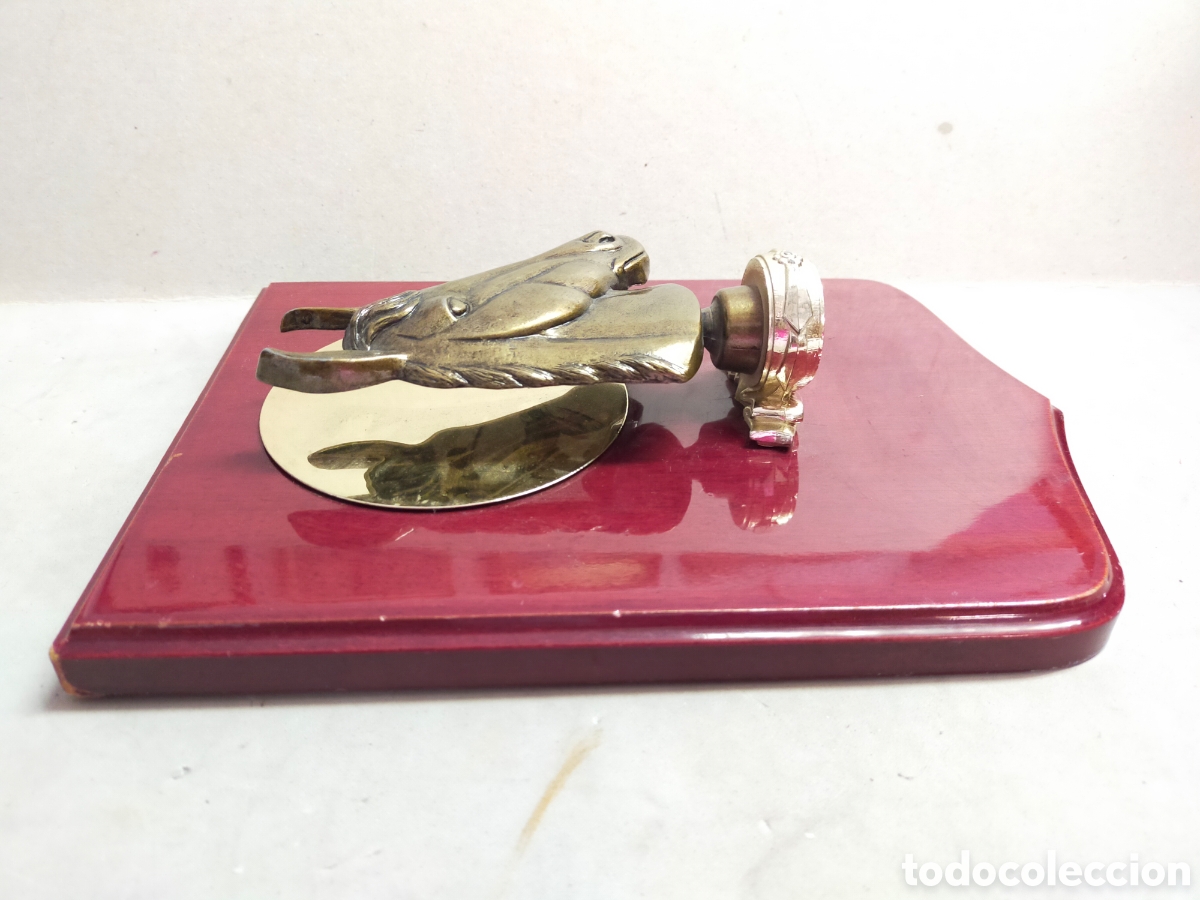 Vintage: TROFEO DE CABALLO EN BRONCE Y MADERA. - Foto 3