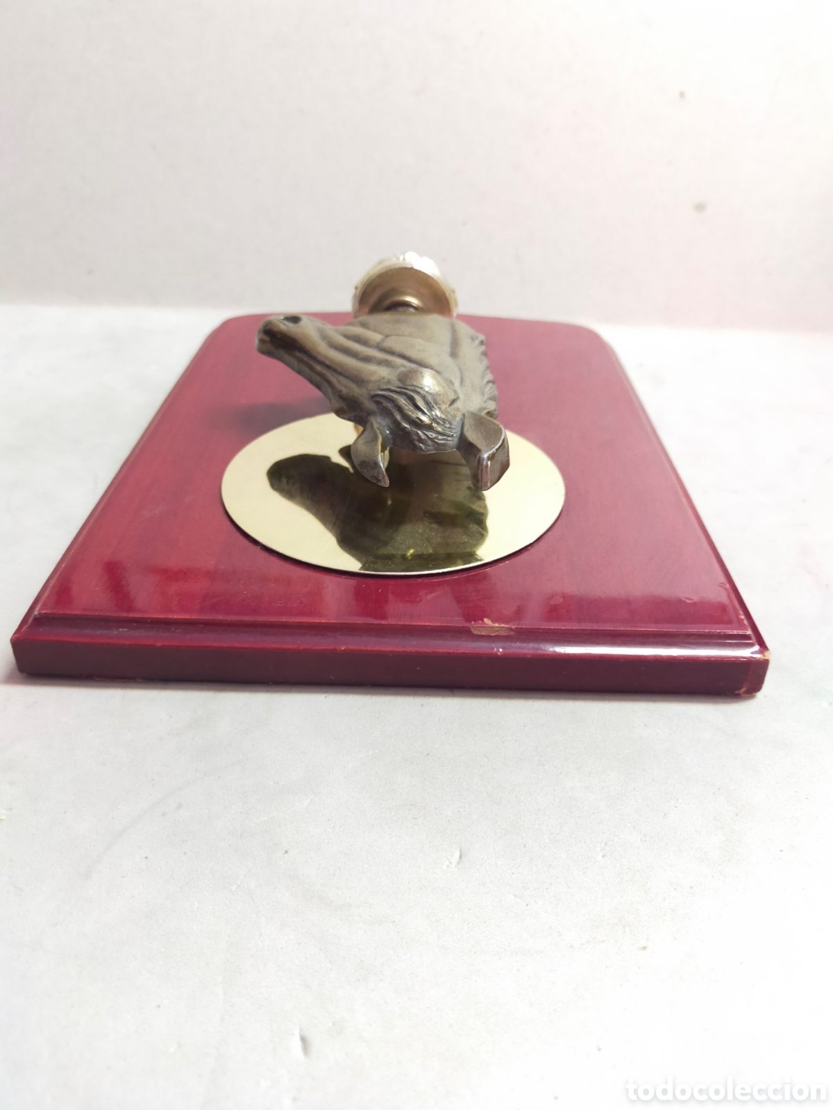 Vintage: TROFEO DE CABALLO EN BRONCE Y MADERA. - Foto 6