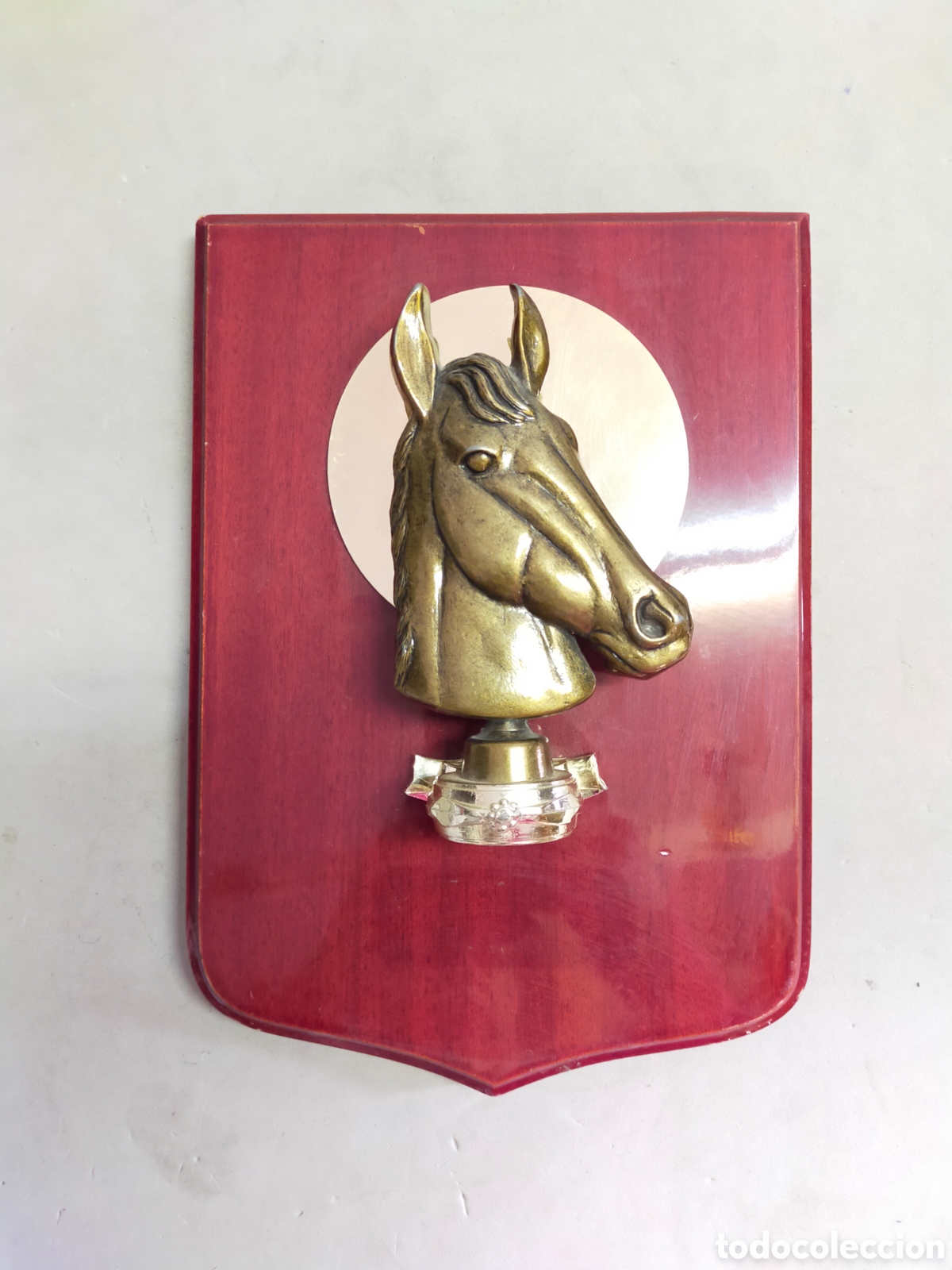 Vintage: TROFEO DE CABALLO EN BRONCE Y MADERA. - Foto 1