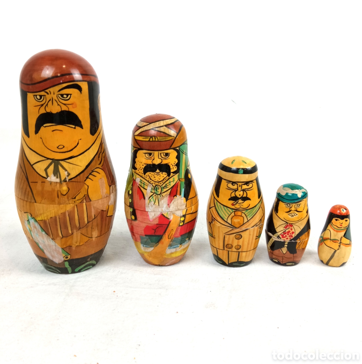 Vintage: MATRIOSKA CON 5 UNIDADES DE MADERA - Foto 1