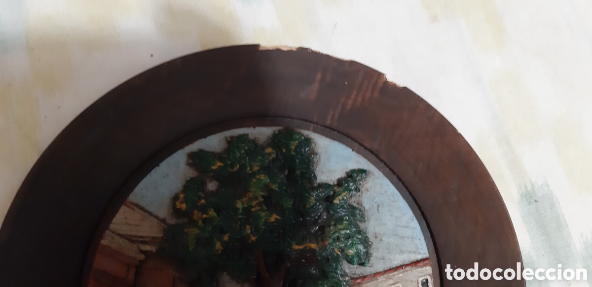 Vintage: Arbol Guernika placa redonda de madera - Foto 2