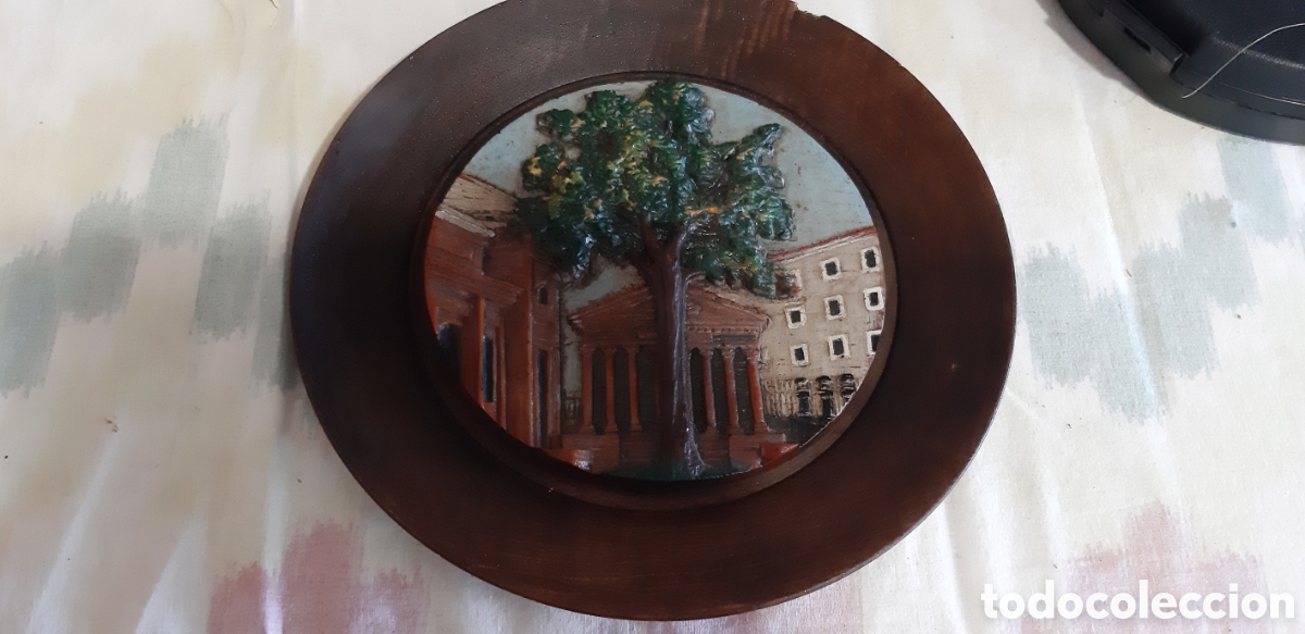 Vintage: Arbol Guernika placa redonda de madera - Foto 1