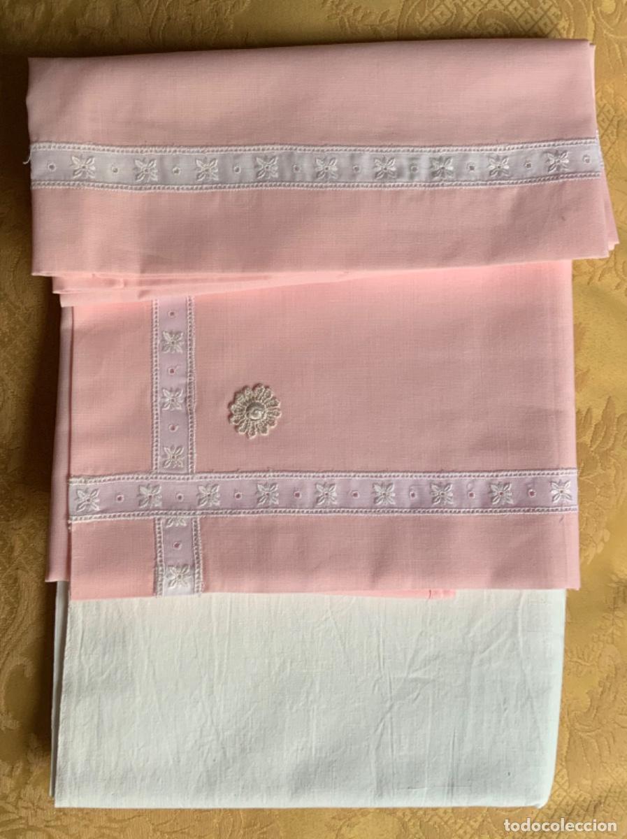 Vintage: CUNA, SABANA PARA CUNA, ALGOD&Oacute;N ROSA - Foto 5
