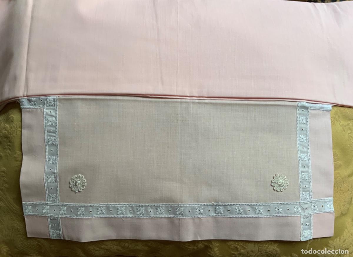 Vintage: CUNA, SABANA PARA CUNA, ALGOD&Oacute;N ROSA - Foto 9