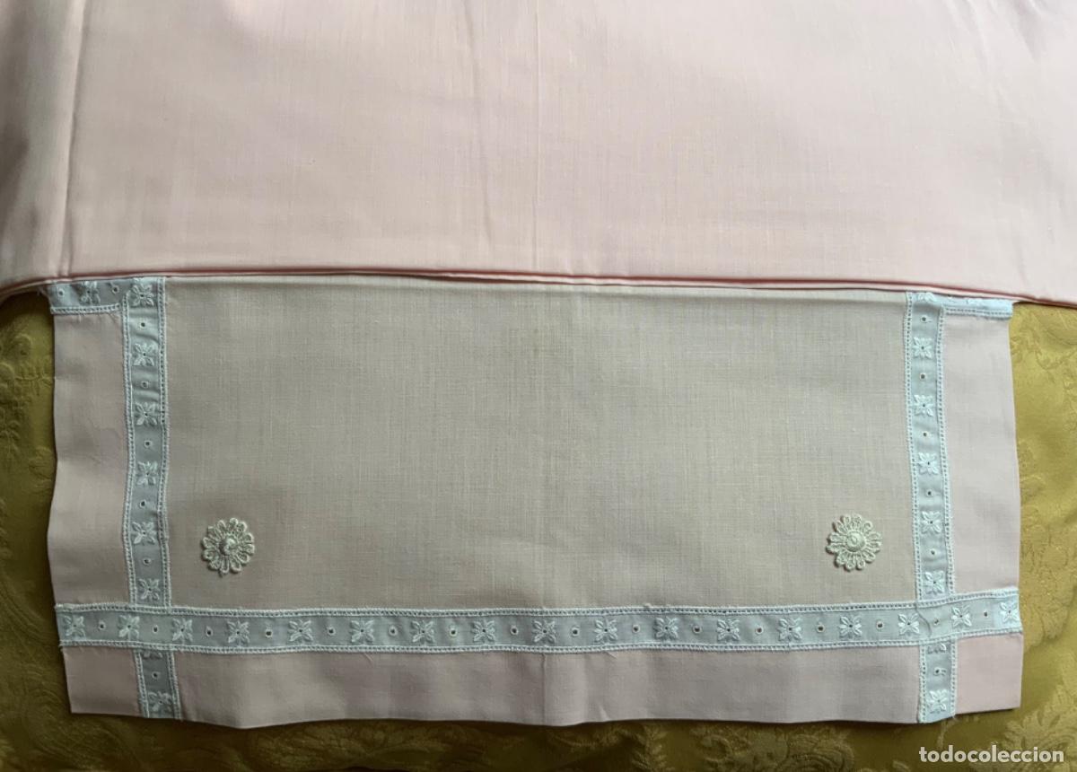 Vintage: CUNA, SABANA PARA CUNA, ALGOD&Oacute;N ROSA - Foto 10