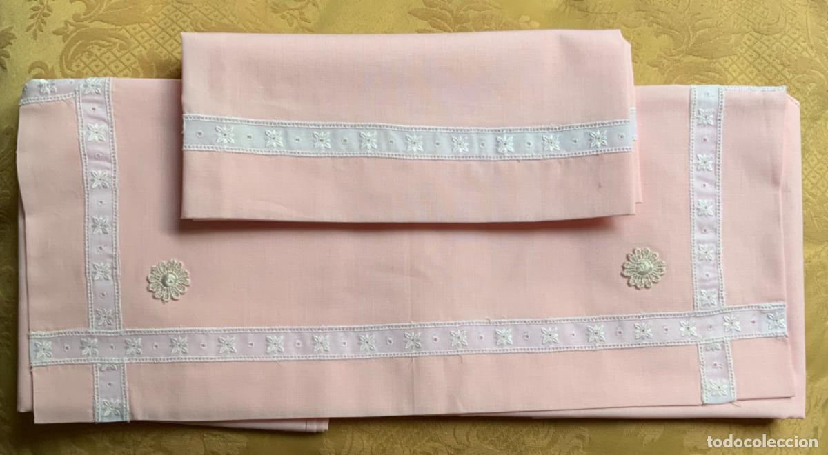 Vintage: CUNA, SABANA PARA CUNA, ALGOD&Oacute;N ROSA - Foto 13