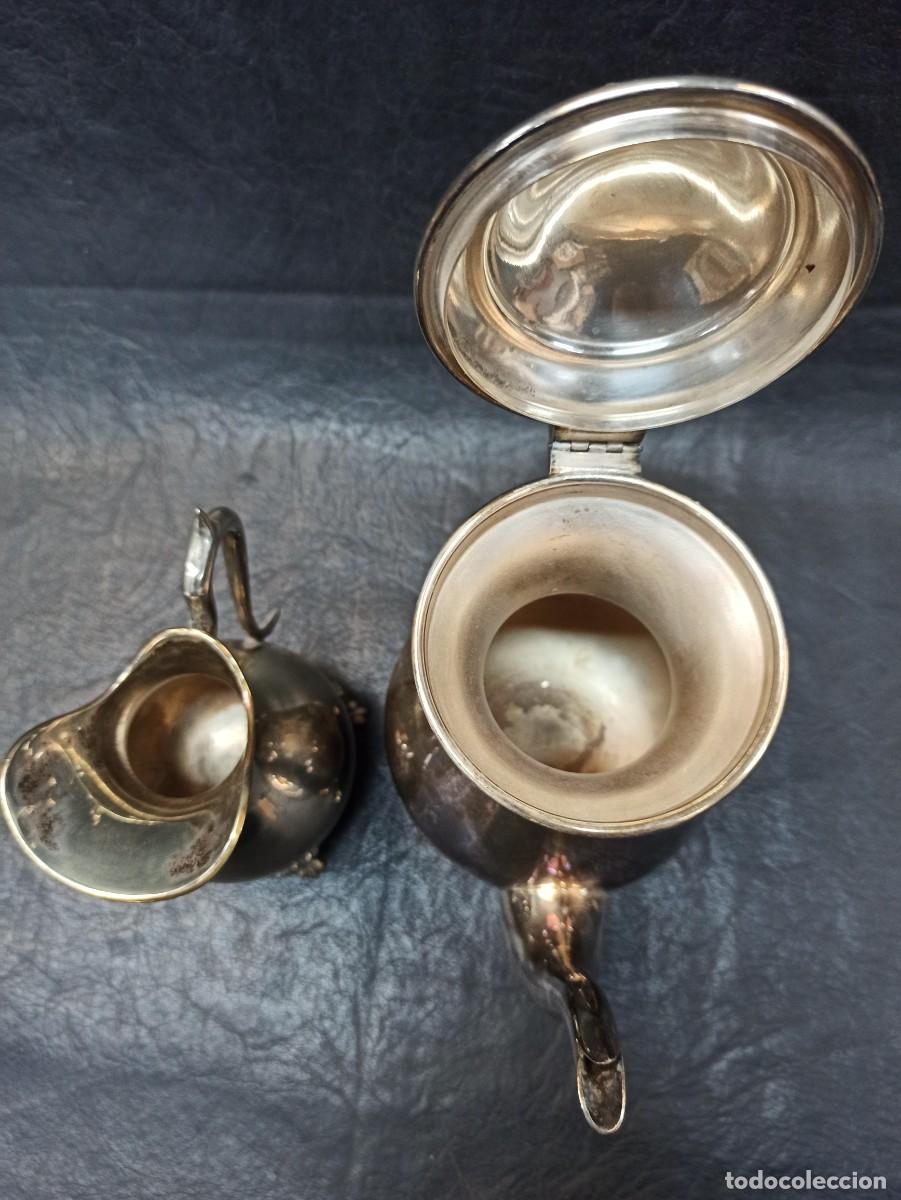 Vintage: Conjunto de cafetera y jarra de metal. C74 - Foto 5
