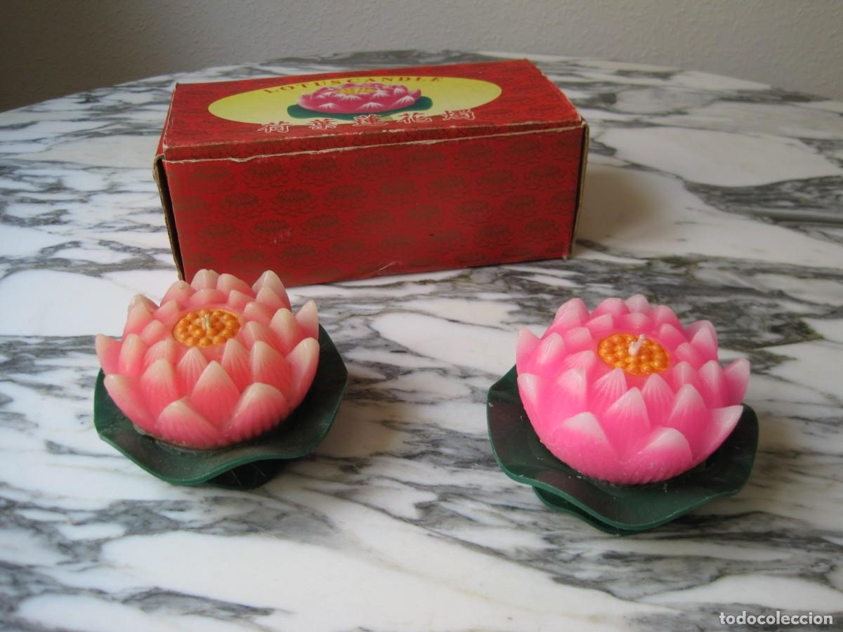 Vintage: PAREJA DE VELAS EN FORMA DE FLOR DE LOTO