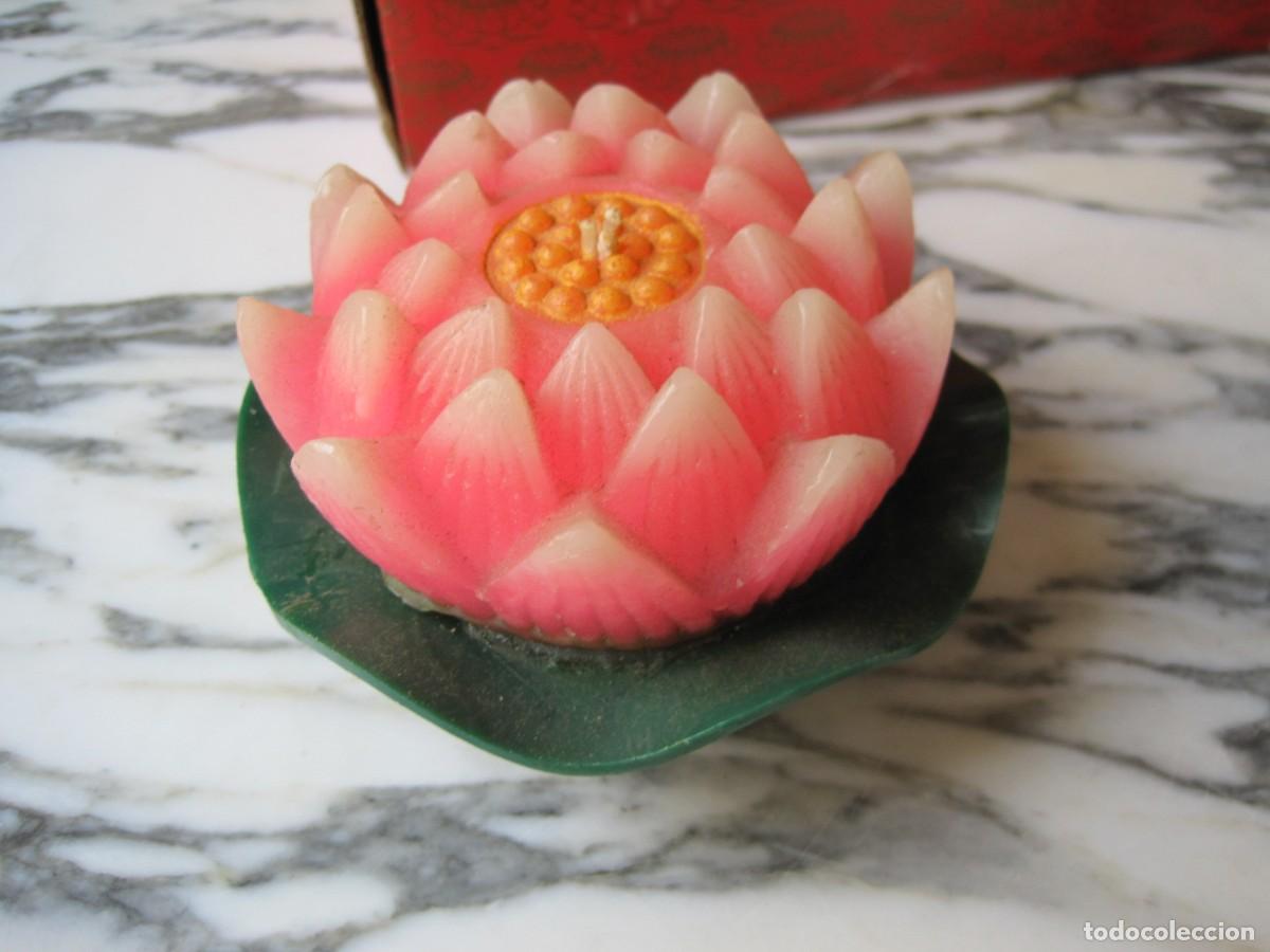 Vintage: PAREJA DE VELAS EN FORMA DE FLOR DE LOTO - Foto 3