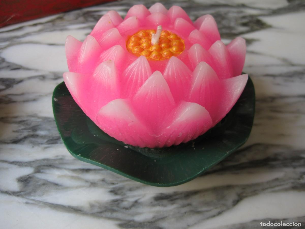 Vintage: PAREJA DE VELAS EN FORMA DE FLOR DE LOTO - Foto 4