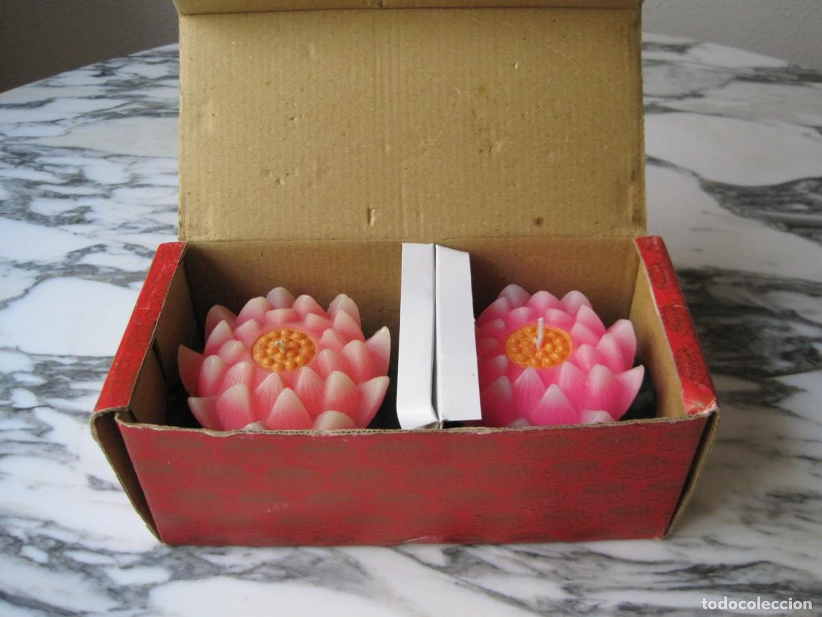 Vintage: PAREJA DE VELAS EN FORMA DE FLOR DE LOTO - Foto 7