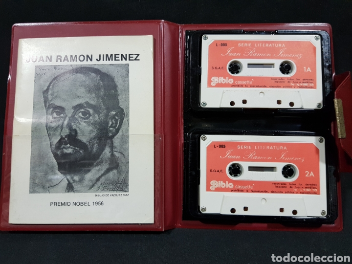 Vintage: Estuche s&iacute;mil piel con Biblo cassette Juan Ram&oacute;n Jim&eacute;nez Serie Literatura L-005 Audiolibro Cinta