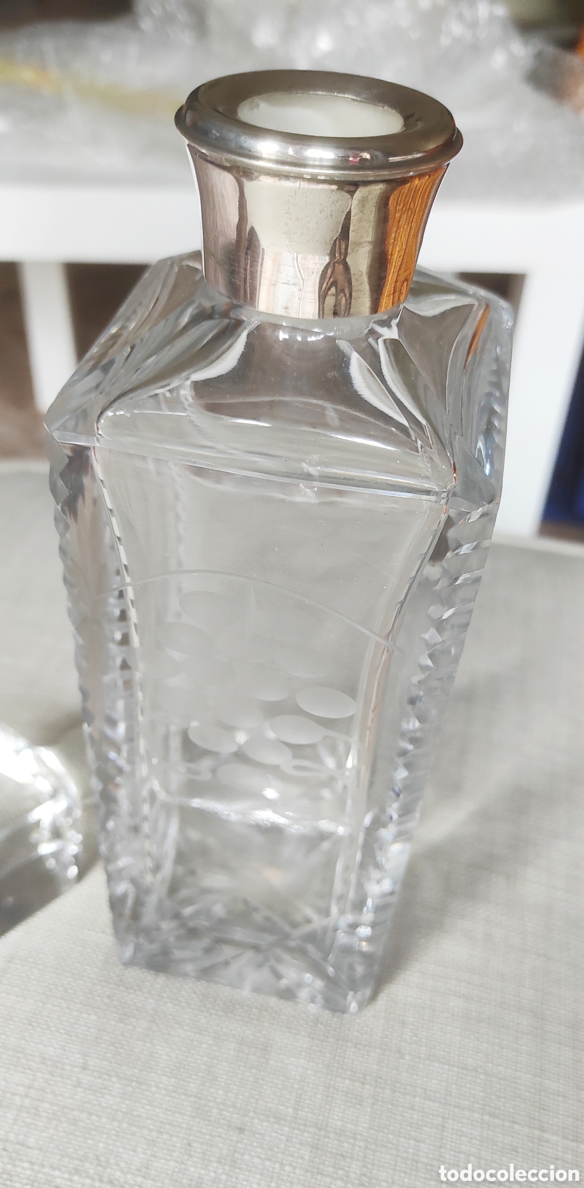 Vintage: Botella Licorera cristal de roca y cuello de plata - Foto 2