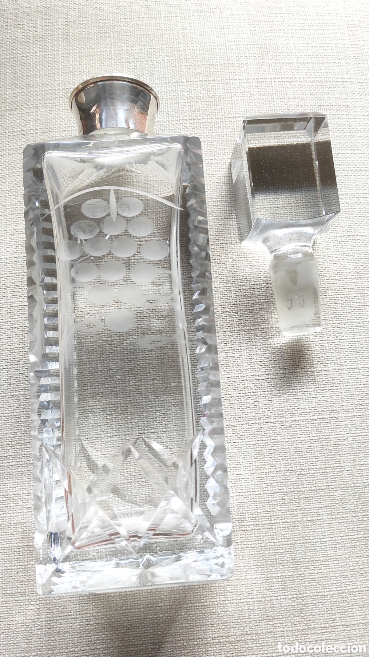 Vintage: Botella Licorera cristal de roca y cuello de plata - Foto 3