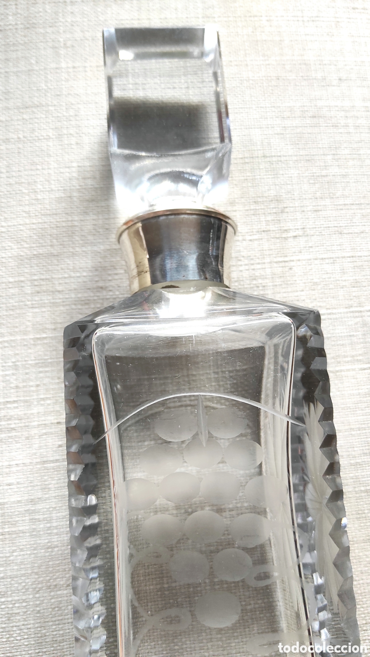 Vintage: Botella Licorera cristal de roca y cuello de plata - Foto 4