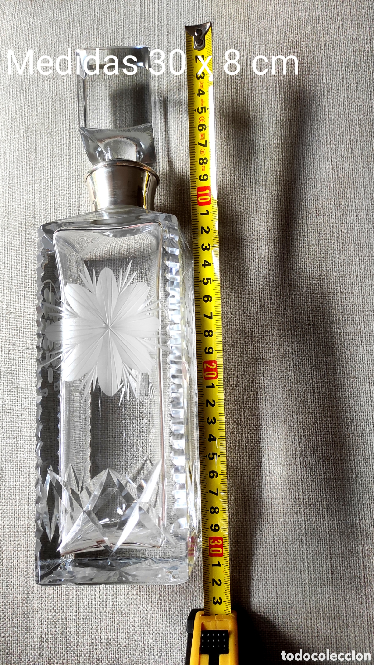 Vintage: Botella Licorera cristal de roca y cuello de plata - Foto 7