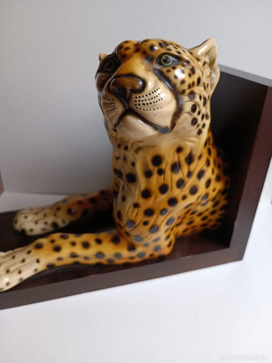 Vintage: APOYA LIBROS CON FIGURA DE LEOPARDO - Foto 1