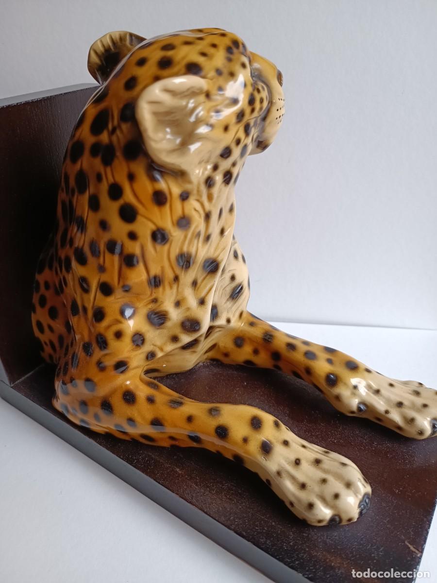 Vintage: APOYA LIBROS CON FIGURA DE LEOPARDO - Foto 2