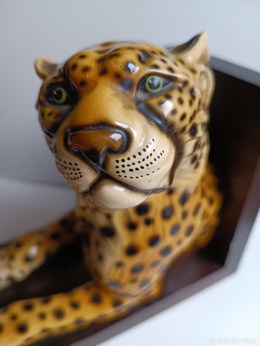 Vintage: APOYA LIBROS CON FIGURA DE LEOPARDO - Foto 3