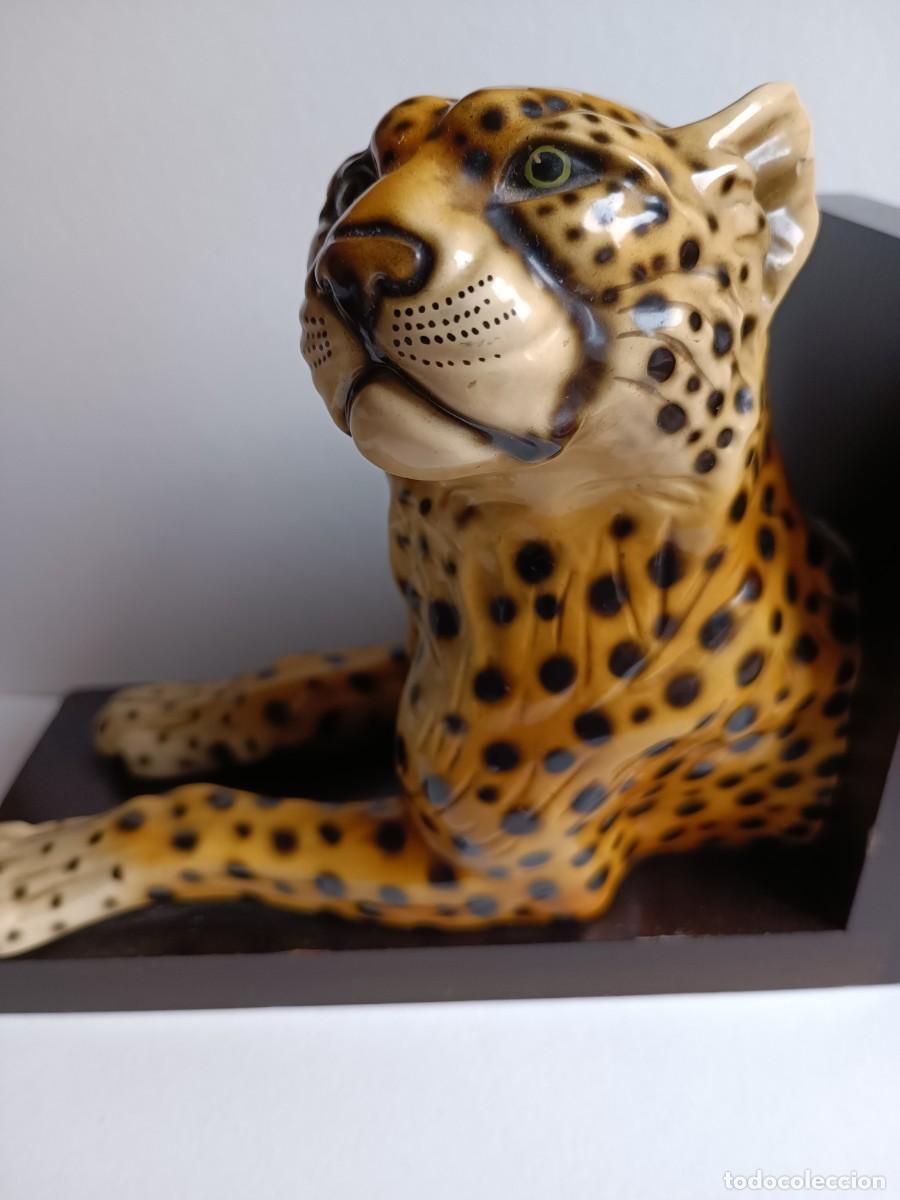 Vintage: APOYA LIBROS CON FIGURA DE LEOPARDO - Foto 6