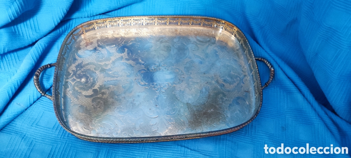 Vintage: Antigua bandeja de servicio ovalada un