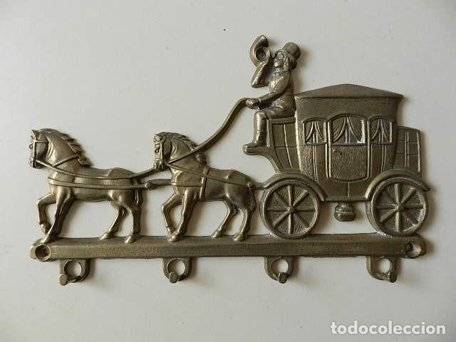 Vintage: Carruaje porta llaves perchero soporte llavero lat&oacute;n vintage caballo bronce percha para pared