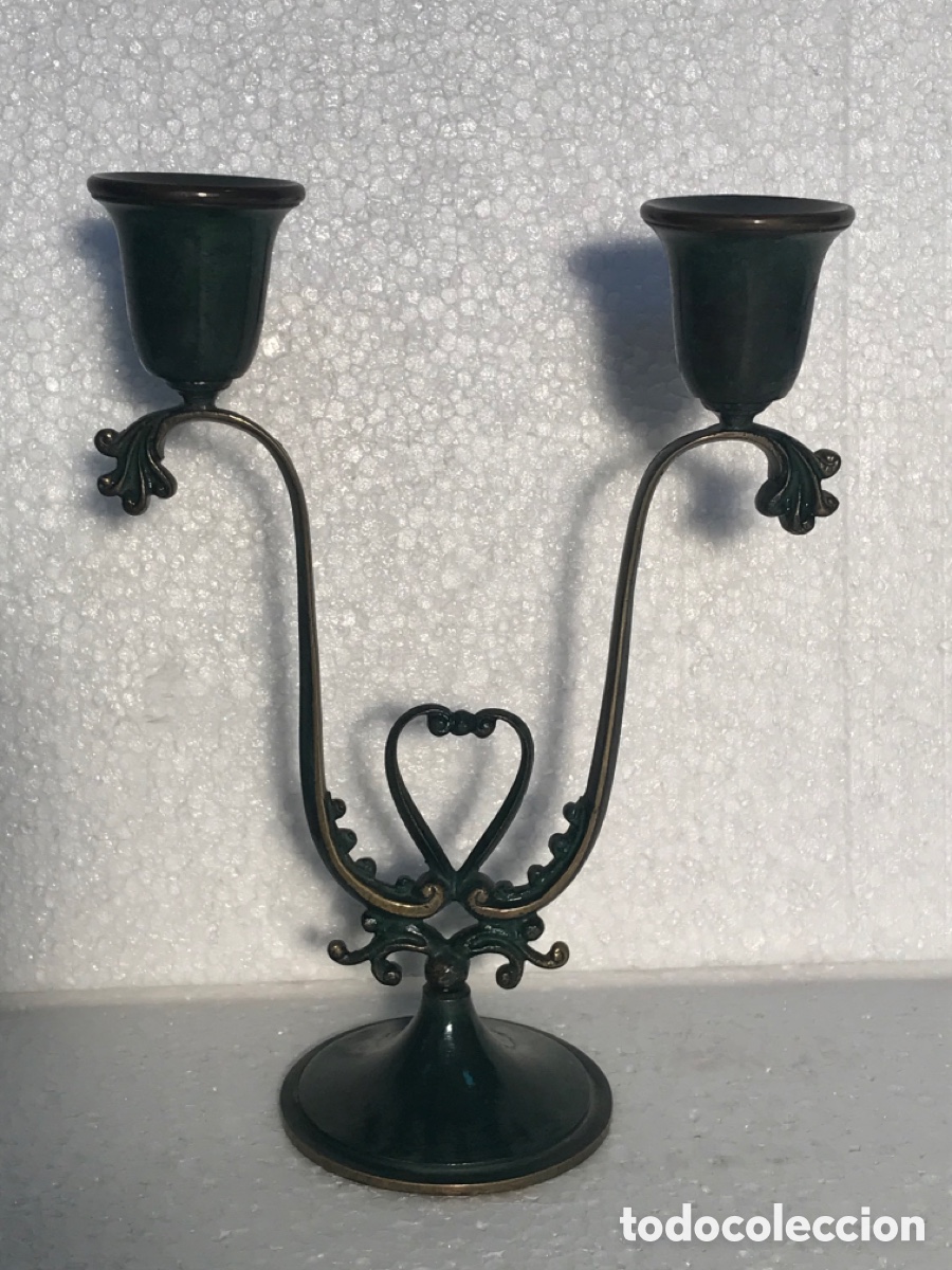 Vintage: Candelabro esmaltado en verde 21x16x8cm Ref MT1 - Foto 2