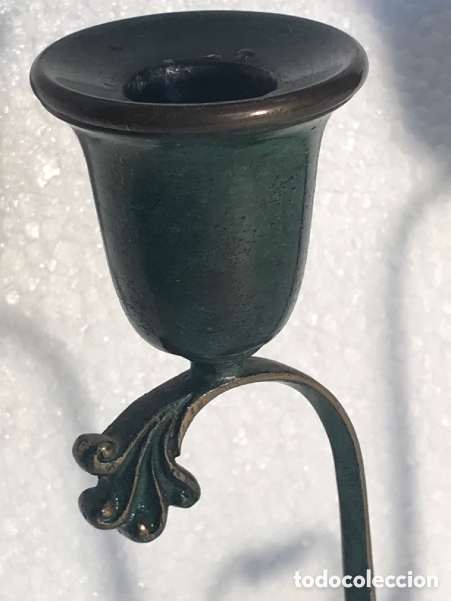 Vintage: Candelabro esmaltado en verde 21x16x8cm Ref MT1 - Foto 3