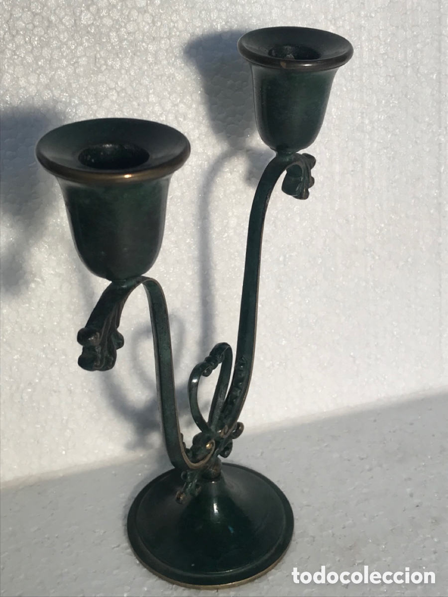 Vintage: Candelabro esmaltado en verde 21x16x8cm Ref MT1 - Foto 5
