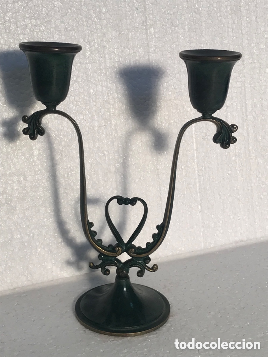Vintage: Candelabro esmaltado en verde 21x16x8cm Ref MT1 - Foto 1