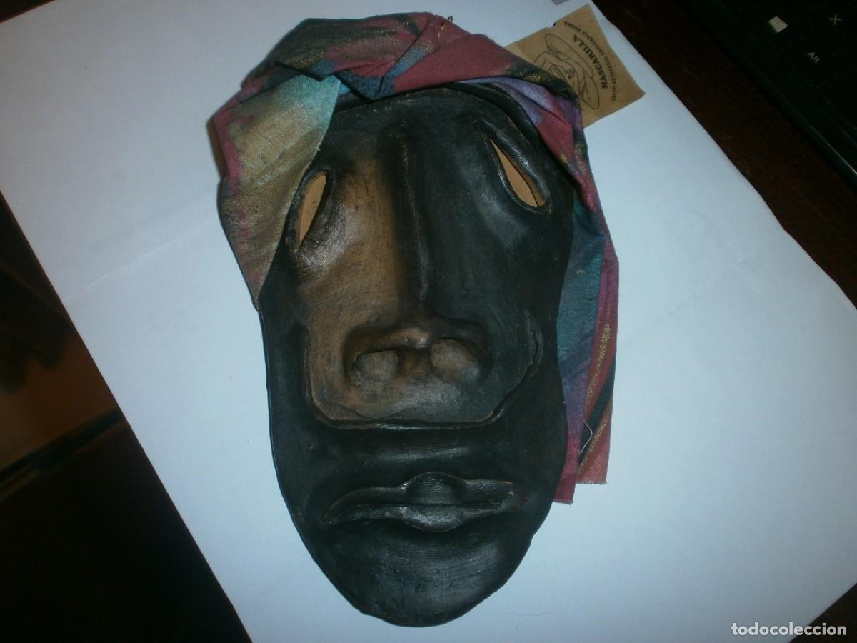 Vintage: Mascara de barro GAEN Grupo artesanal esperanza negra turbante tela medida 18 X 12 cm. buen estado