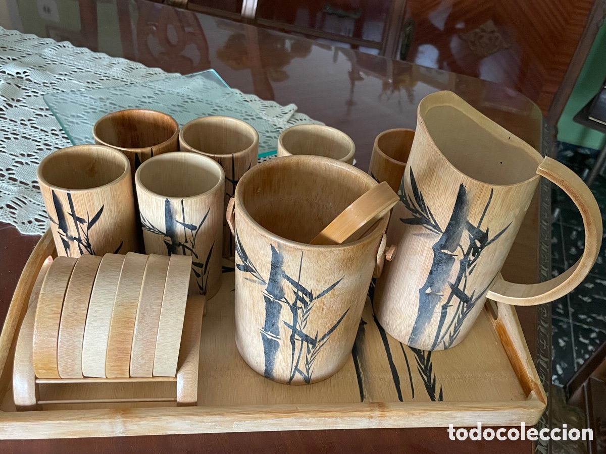 Vintage: Juego vasos bamb&uacute;