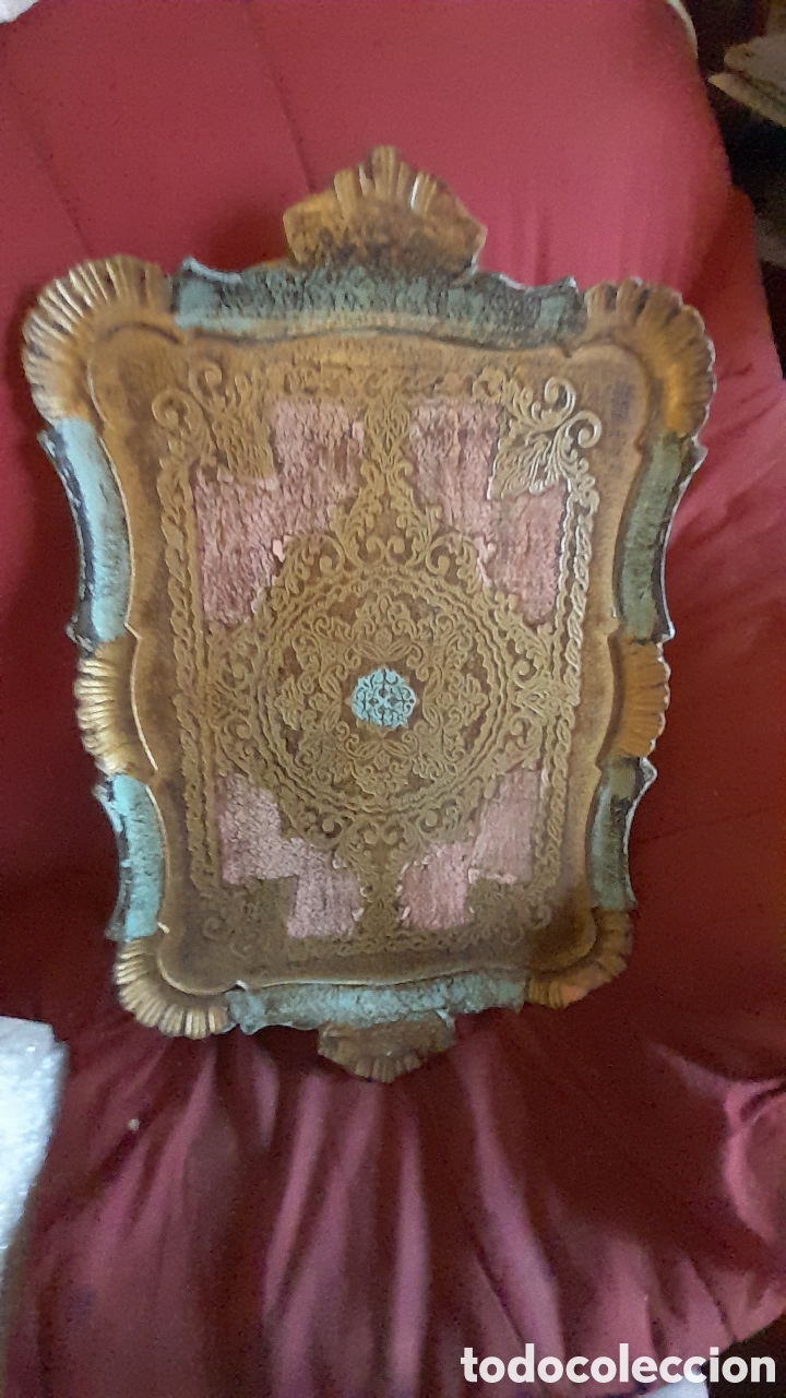 Vintage: ANTIGUA BANDEJA FLORENTINA ? ITALIA ? PASTA MADERA ? PARA RESTAURAR