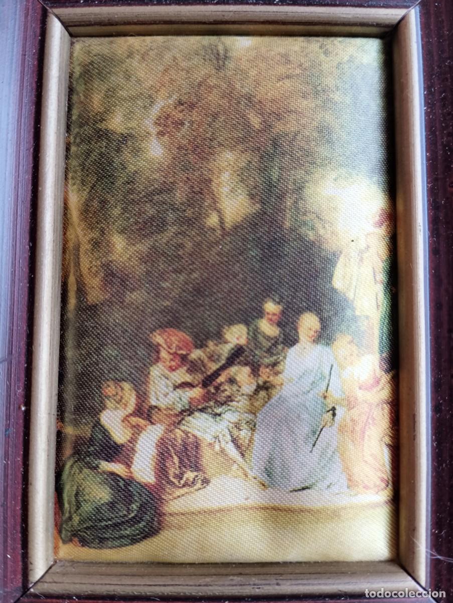 Vintage: CUADRO MINIATURA PINTADA SOBRE SEDA de los 70 - Foto 1