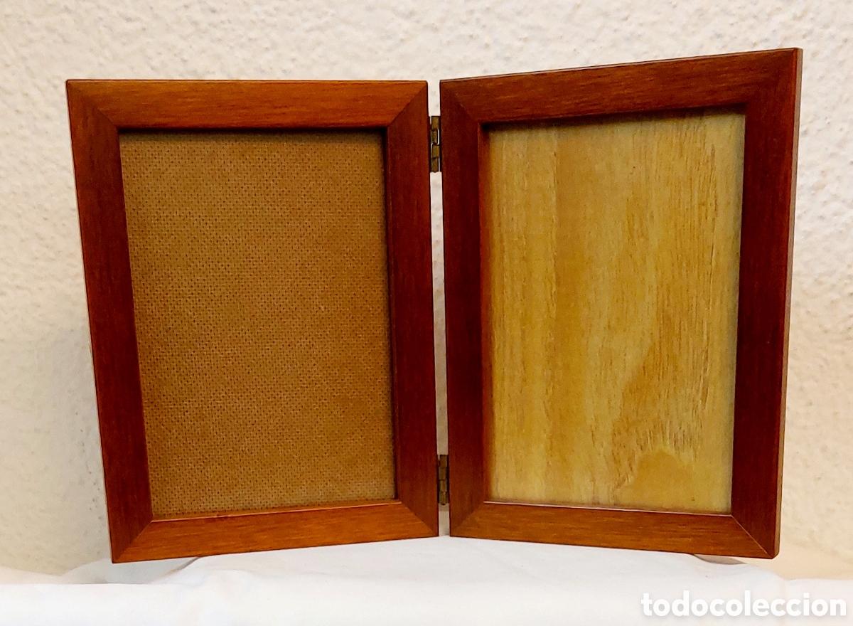 Vintage: Marco fotos de madera doble con cristal