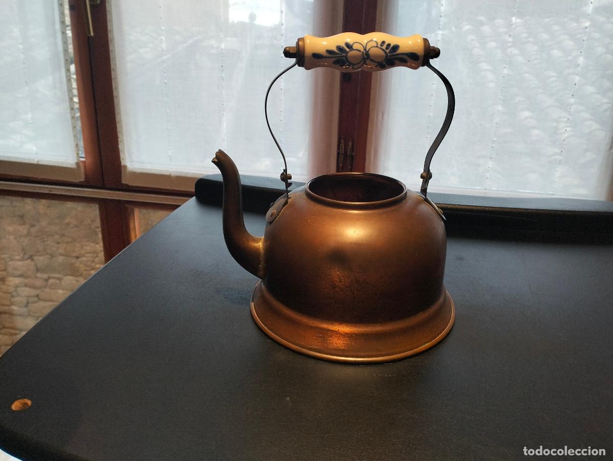 Vintage: cafetera de cobre, asa de cer&aacute;mica - Foto 3