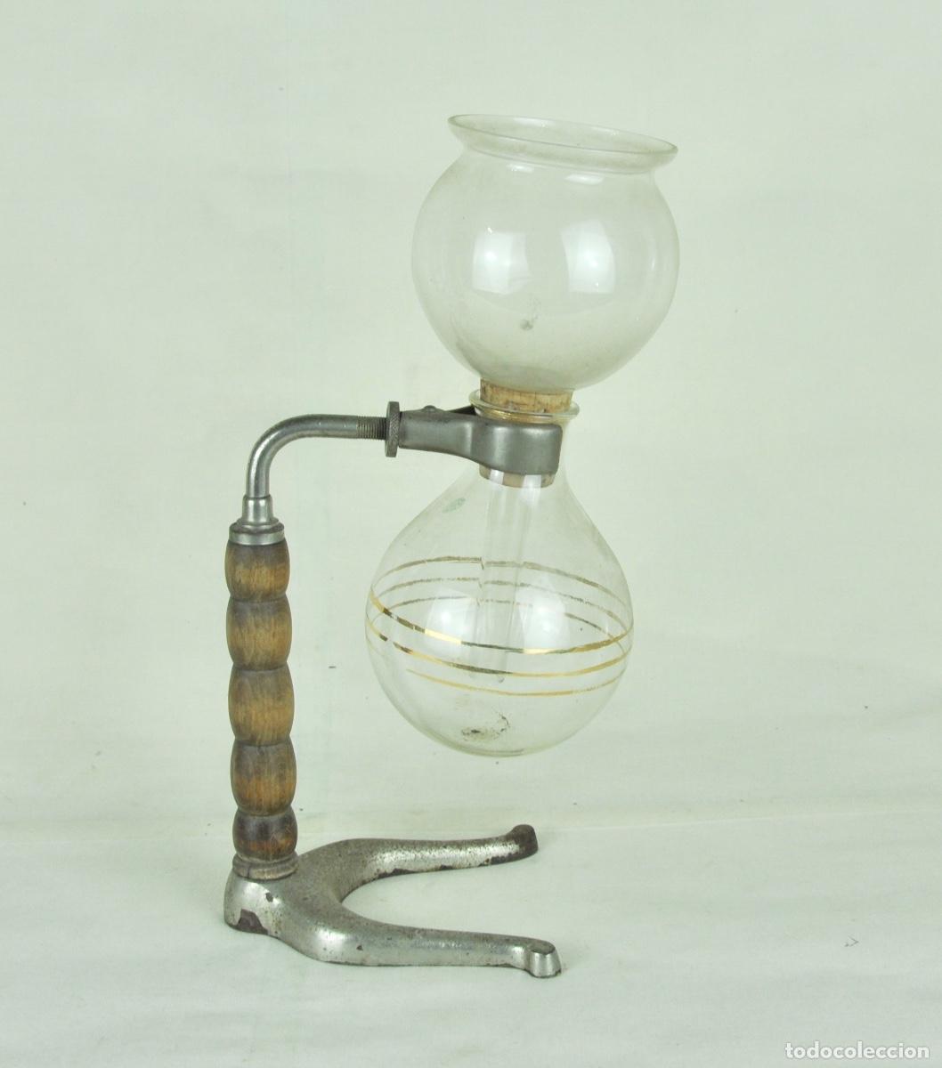 Vintage: Cafetera cristal con rayas doradas - Foto 1