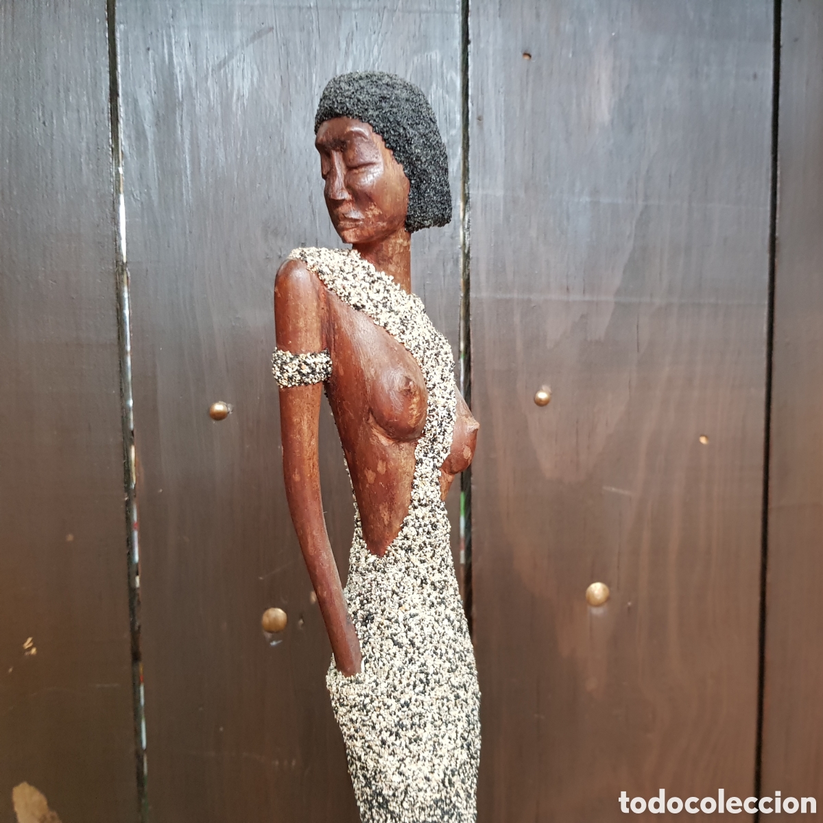 Vintage: MUJER TALLADA EN MADERA - Foto 2