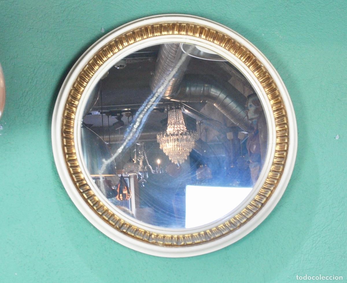 Vintage: Espejo de madera pintado de blanco y dorado - Foto 4