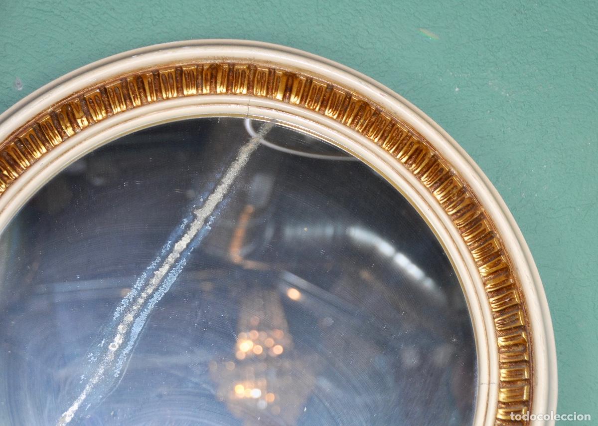 Vintage: Espejo de madera pintado de blanco y dorado - Foto 6